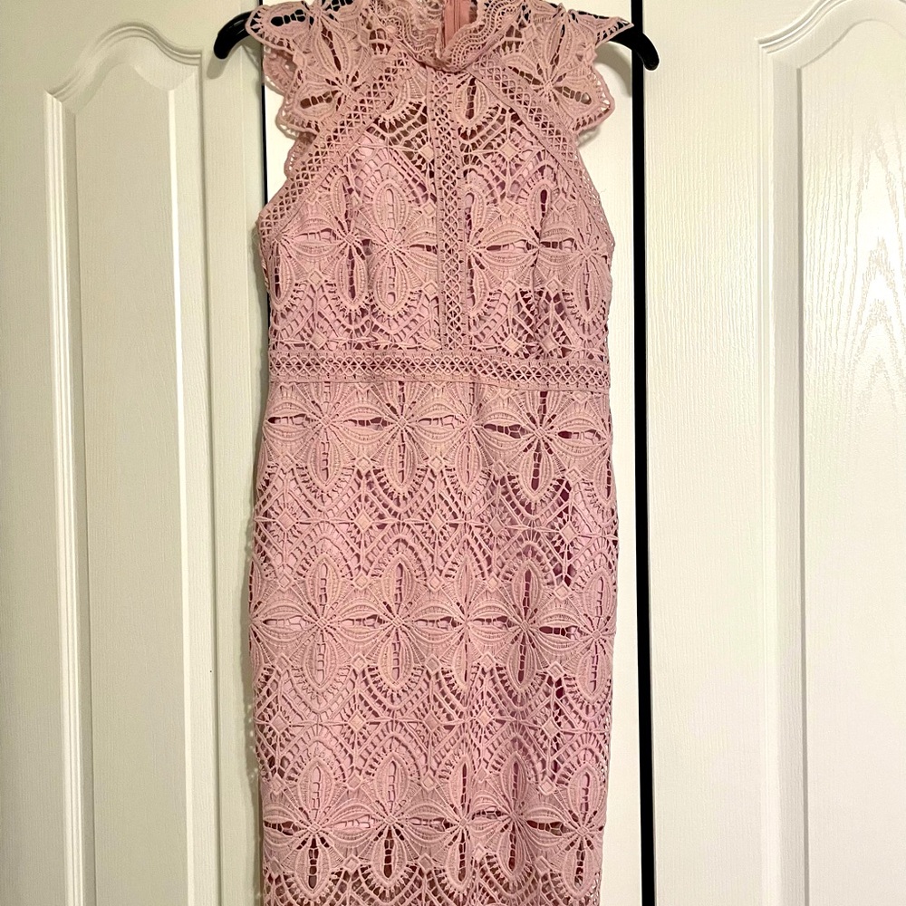 Dust Rose lace dress for wedding guest